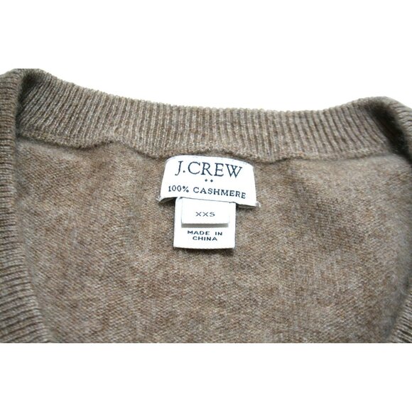 J Crew 100% Cashmere Sweater Womens  XXS Tan V-Neck Luxe Capsule Wardrobe Staple - Picture 2 of 7